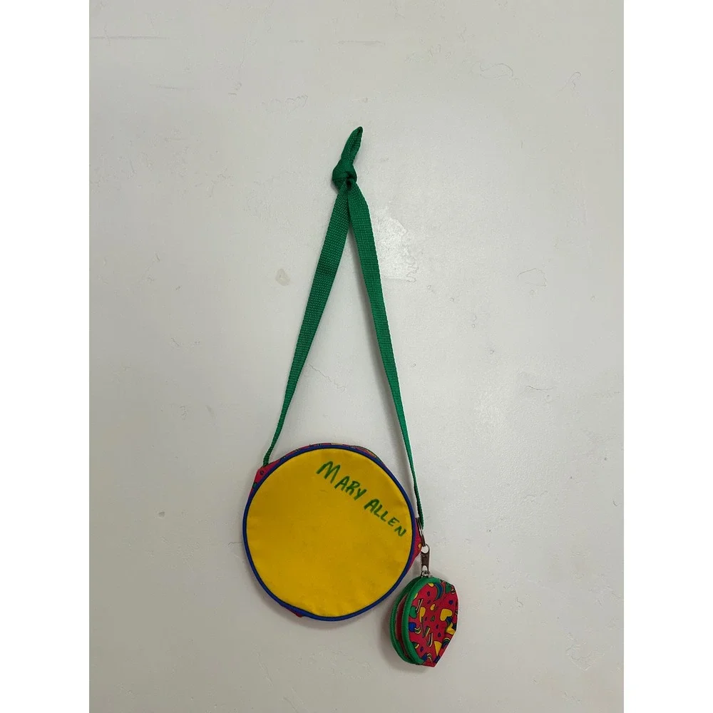 Vintage 1992 Barney & Baby Bop Round Crossbody Purse with Coin Pouch Yellow‎ 90s